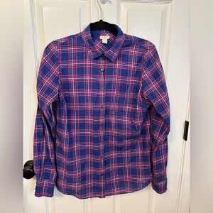 J. Crew Blue & Pink Plaid Long-Sleeve Button-Down Shirt 100% cotton